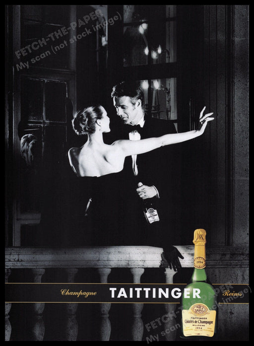 Taittinger Champagne 2000s Print Advertisement Ad 2000 Couple at Night Fetch the Paper!