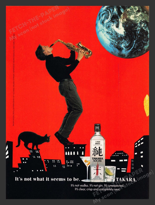 1989 Takara Sochu Black Cat Saxophone Print Advertisement Ad