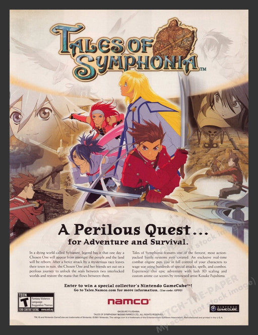 2004 Tales of Symphonia "A Perilous Quest" Video Game Print Advertisement