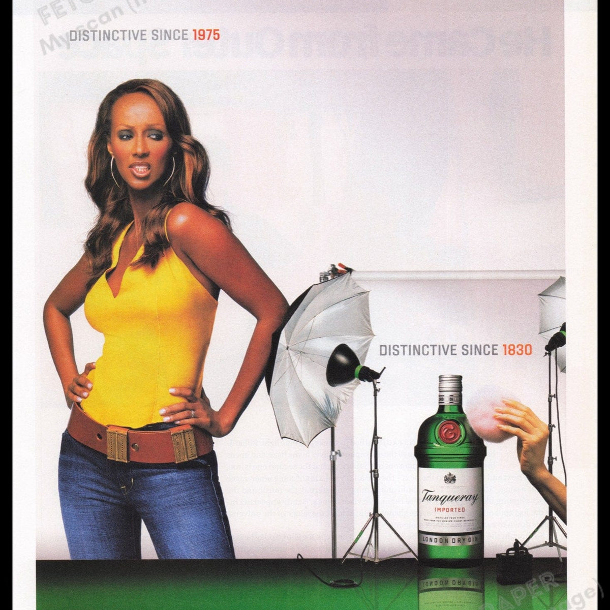 Tanqueray Gin 2002 Ad with Supermodel Iman - Vintage Print — Fetch-the ...
