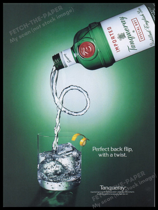 Tanqueray Gin 1990s Print Advertisement Ad 1993 Back Flip Twist Fetch the Paper!