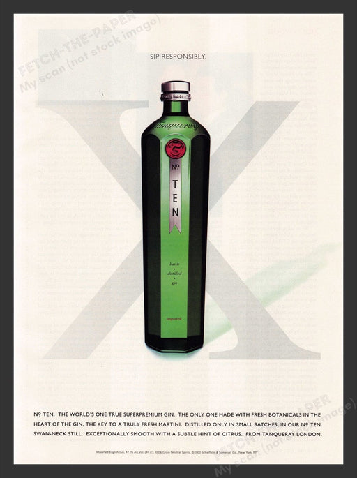 2000 Tanqueray Gin No. Ten Bottle Print Advertisement Ad
