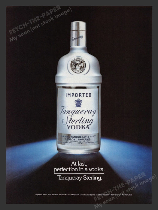 1989 Tanqueray Sterling Vodka "Perfection in a Vodka" Print Advertisement Ad