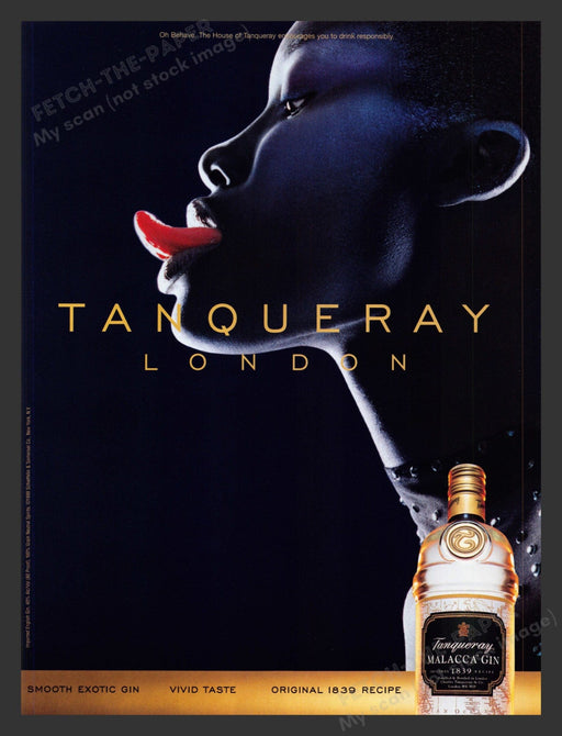 2000 Tanquerray Malacca Gin Alcohol Tongue Print Advertisement Ad.