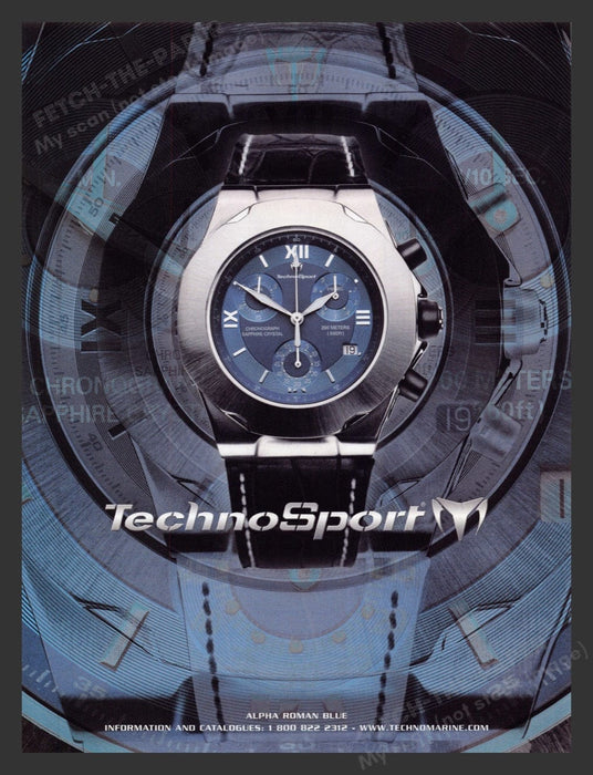 2002 TechnoSport Watch Alpha Roman Blue Print Advertisement Ad