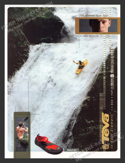 2001 Teva Shoes "Neutron" Water Shoe Kyak Waterfall Print Advertisement.