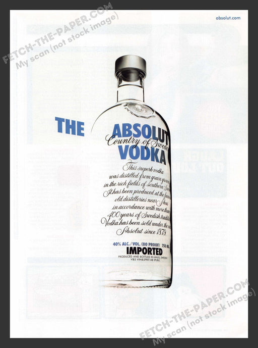 2006 Print Advertisement The Absolut Vodka Floating Disappearing Alcohol Bottle.