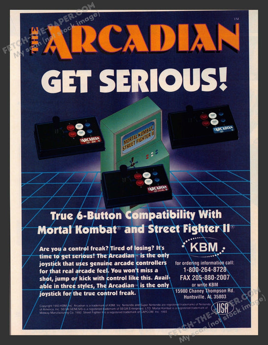 1993 Print Advertisement The Arcadian 6-Button Controller Video Game Ad.