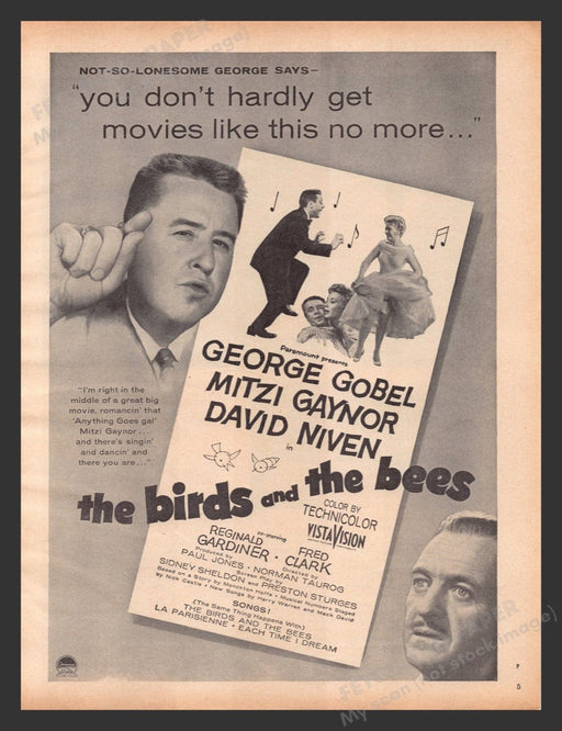 1956 The Birds and the Bees Movie Release Print Advertisement Ad