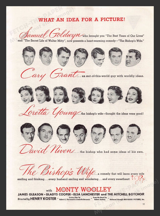 1948 The Bishop's Wife Movie Release Print Advertisement Ad
