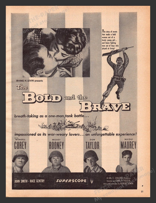 1956 The Bold and the Brave Movie Release Print Advertisement Ad