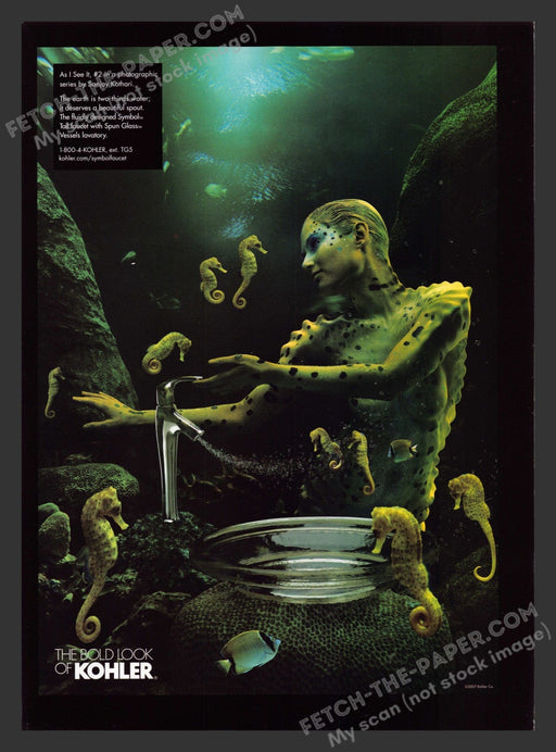 2007 Print Advertisement The Bold Look of Kohler Woman Seahorse Underwater Ad.