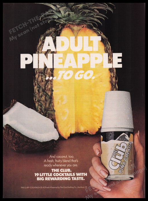 The Club Pina Colada 1980s Print Advertisement Ad 1982 Fetch the Paper!