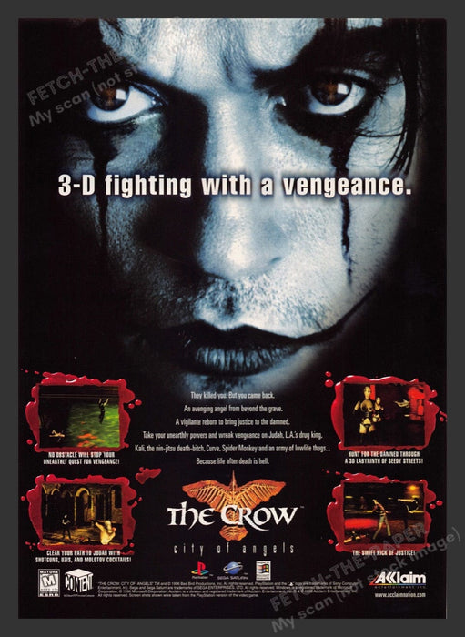 1997 The Crow: City of Angels Video Game Print Advertisement