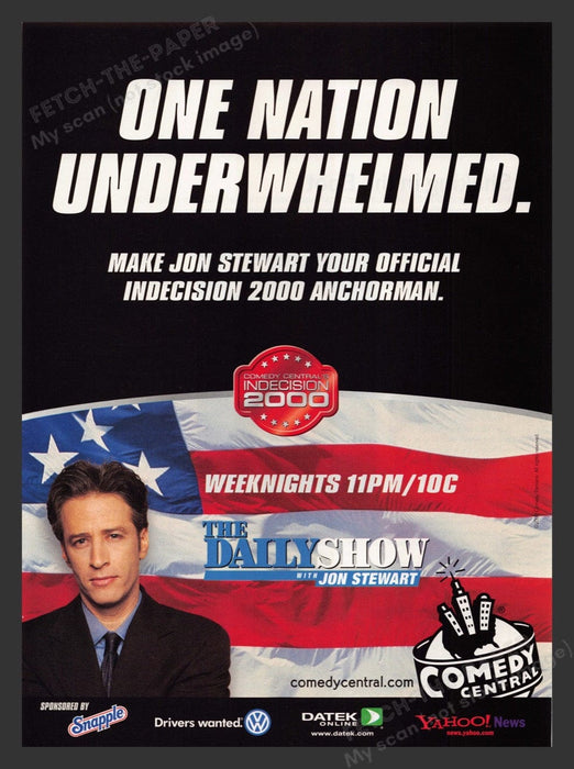 2000 The Daily Show Jon Stewart Election Comedy Central Print Advertisement Ad