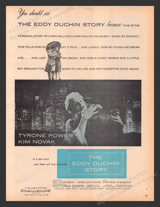 1956 The Eddy Duchin Story Movie Release Print Advertisement Ad