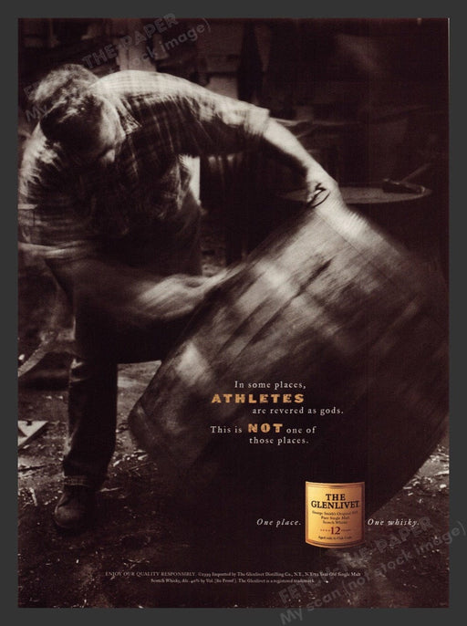 2000 The Glenlivet Scotch Whisky Athlete God Barrel Print Advertisement Ad