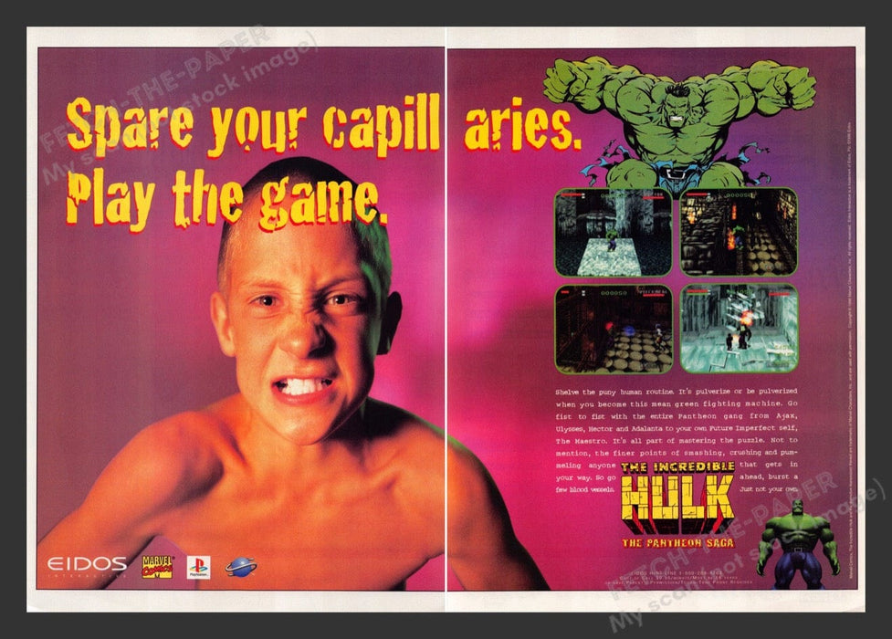1997 The Incredible Hulk: Pantheon Saga Video Game Print Advertisement (2 Pages)
