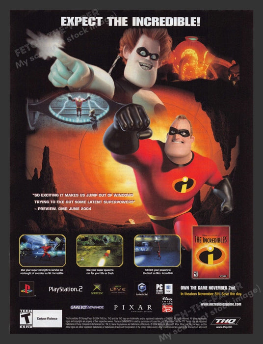 2004 The Incredibles "Expect the Incredible!" Video Game Print Advertisement
