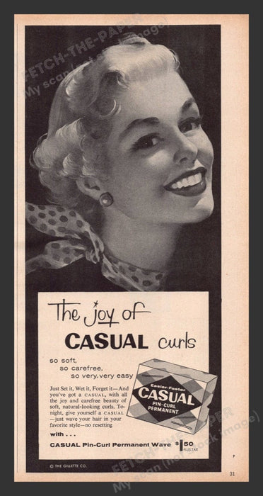 1956 The Joy of Casual Curls Permanent Print Advertisement Ad