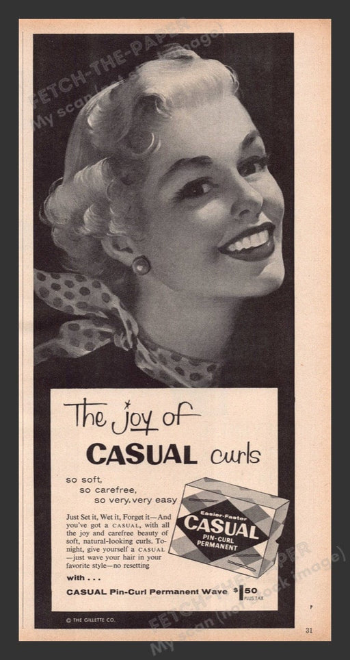 1956 The Joy of Casual Curls Permanent Print Advertisement Ad