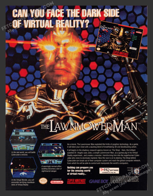 The Lawnmower Man Super Nintendo Video Game 1990s Print Advertisement Ad 1993 Fetch the Paper!