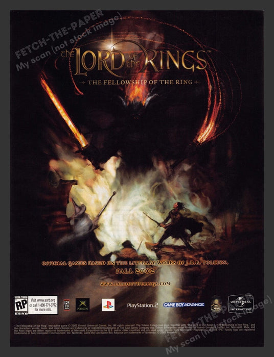 2002 The Lord of the Rings: The Fellowship of the Ring Video Game Print Ad