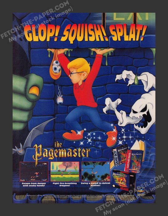 1994 Print Advertisement The Pagemaster Video Game Ad.