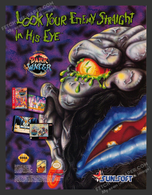 1994 Print Advertisement The Pirates of Dark Water Video Game Ad.