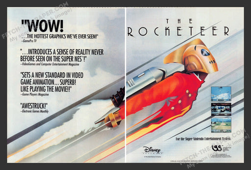 1991 Print Advertisement 2 Page The Rocketeer Video Game Ad.