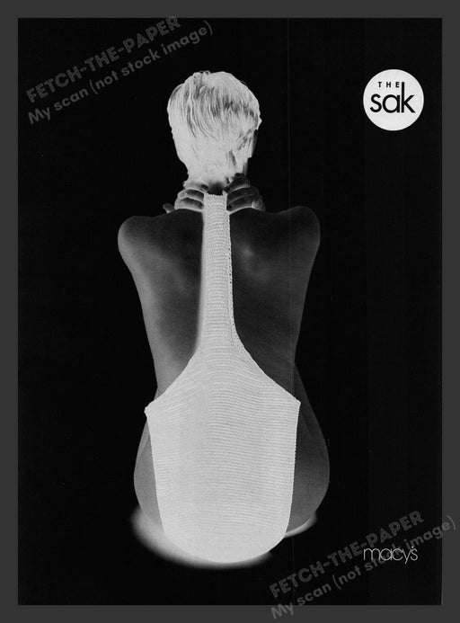The Sak Handbag Macy's Bare Model Back 1990s Print Advertisement Ad 1996 Fetch the Paper!