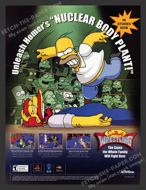 2001 The Simpson's Wrestling Video Game Print Advertisement.