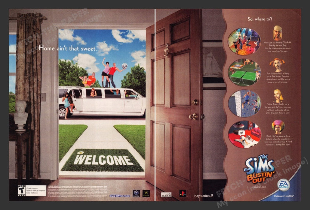 2004 The Sims: Bustin' Out Video Game Print Advertisement (2 Pages)