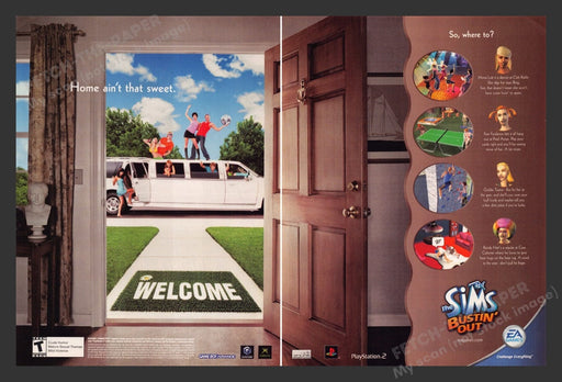 2004 The Sims: Bustin' Out Video Game Print Advertisement (2 Pages)