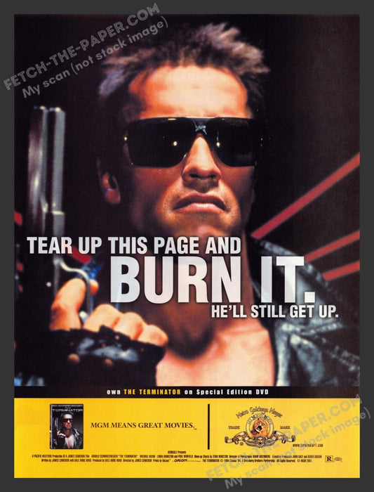 2001 The Terminator Movie Release Special Edition DVD Print Advertisement.