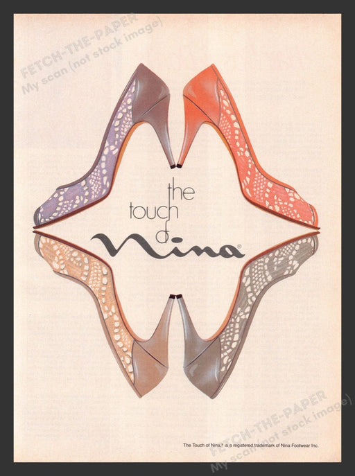 1983 The Touch of Nina Footwear Illustration High Heels Print Advertisement Ad