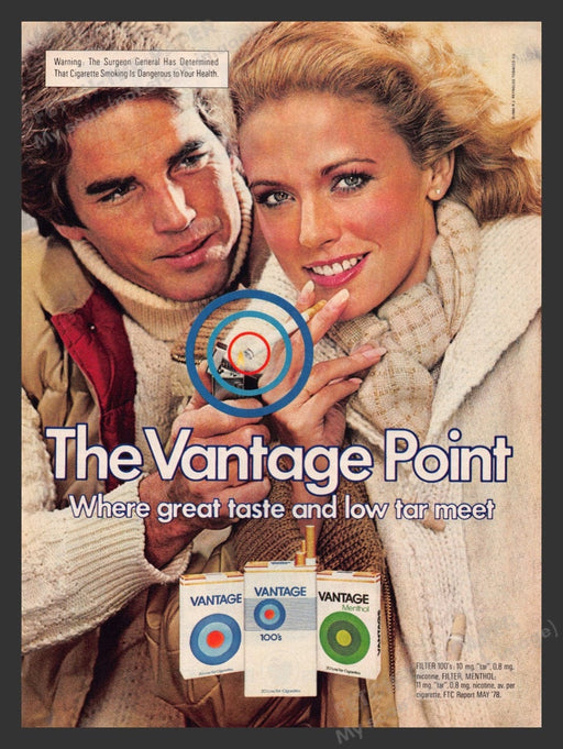 1980 The Vantage Point Cigarettes Couple Print Advertisement Ad