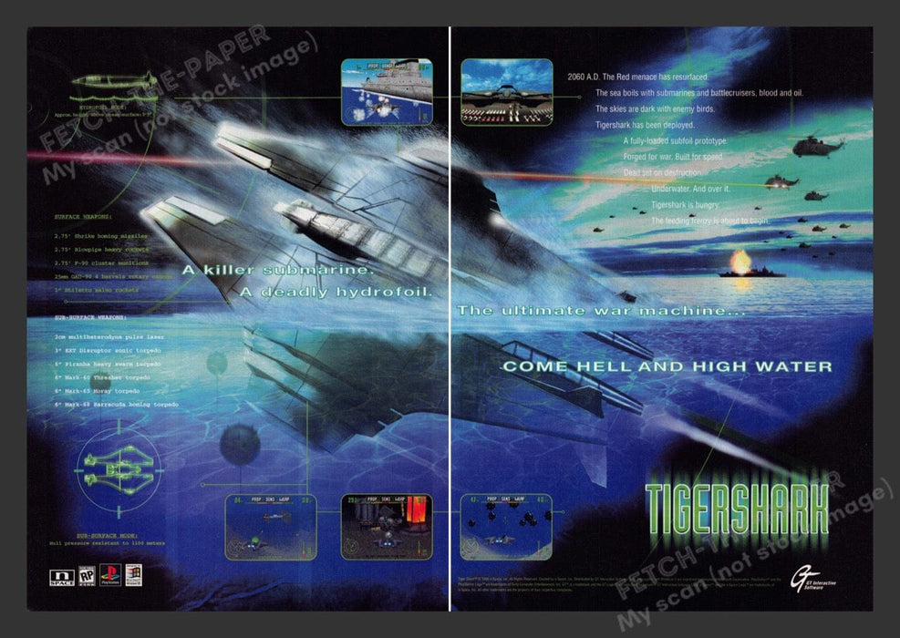 1997 TigerShark "Come hell and high water" Video Game Print Advertisement (2pgs)