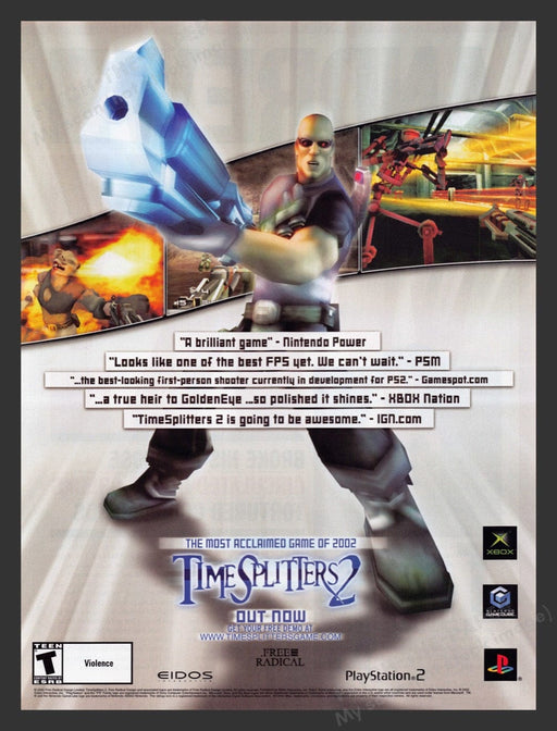 2002 Time Splitters 2 Video Game Print Advertisement