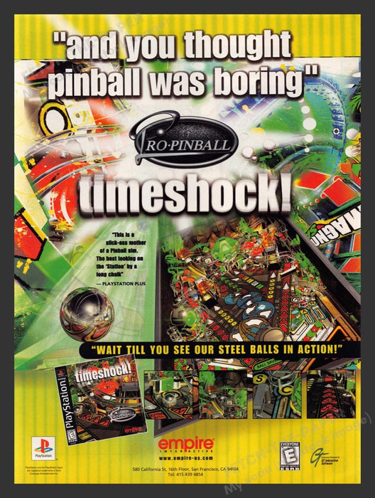 1998 Timeshock! Pro-Pinball Video Game Print Advertisement
