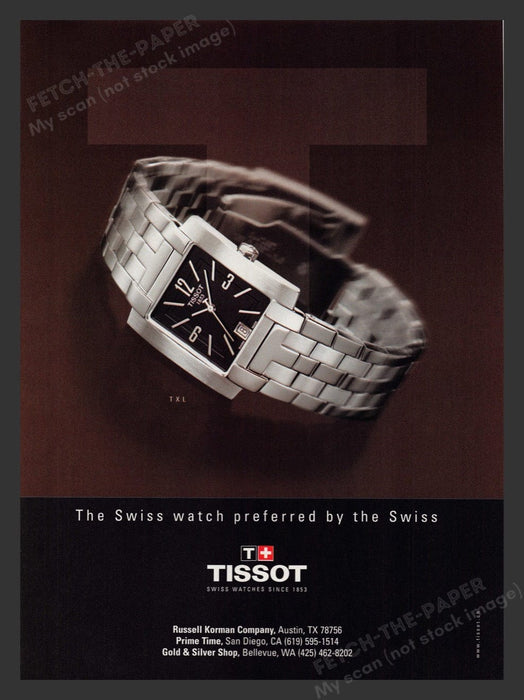2000 Tissot Swiss Watches TXL Model Print Advertisement Ad