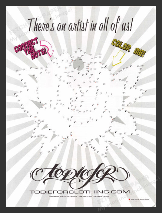 2007 To Die For Clothing Connect the Dots Color Me Print Advertisement.