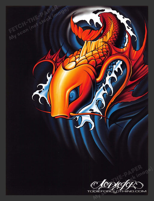 2005 To Die For Clothing Koi Fish Illustration Print Advertisement Ad.
