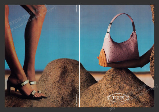 Tod's 2000s Print Advertisement (2 pages) 2000 Handbags Legs Rocks Shoes Feet Fetch the Paper!