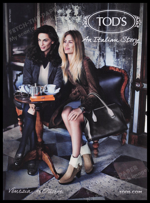 Tod's Shoes 2000s Print Advertisement Ad 2011 Women Cafe Lunch Legs Fetch the Paper!