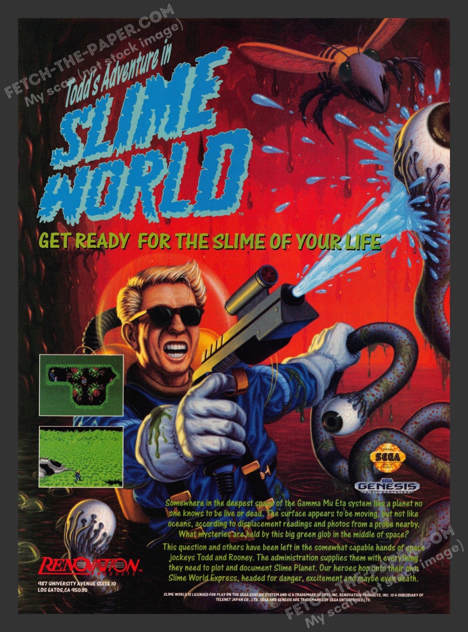 Slime Advertisement Todd's Adventure in Slime World Video Game 1990s Print Advertisement 1 ...