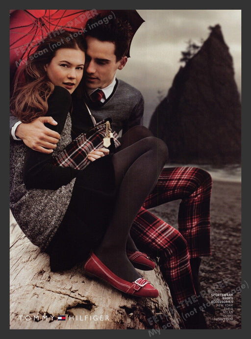 Tommy Hilfiger 2000s Print Advertisement Ad 2007 Teens Tights Plaid Clothing Fetch the Paper!
