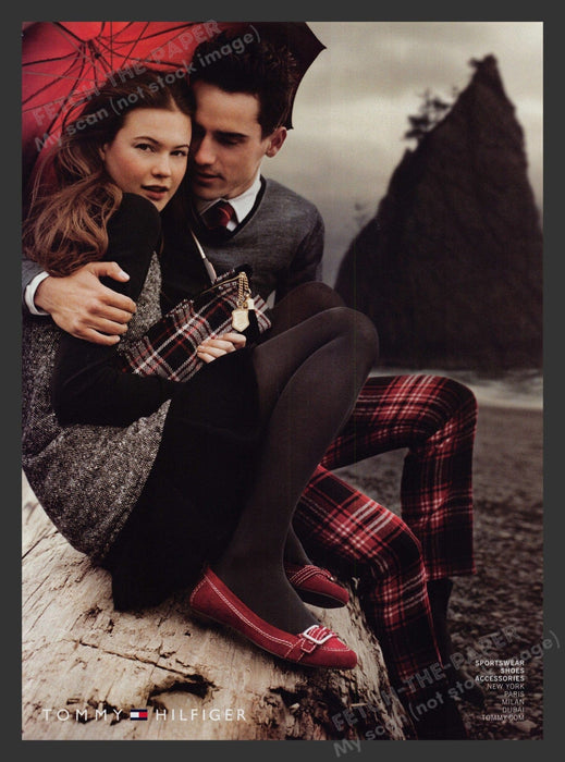 Tommy Hilfiger 2000s Print Advertisement Ad 2007 Teens Tights Plaid Clothing Fetch the Paper!
