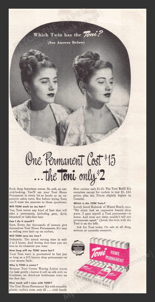 1948 Toni Home Permanent Twin Women Print Advertisement Ad
