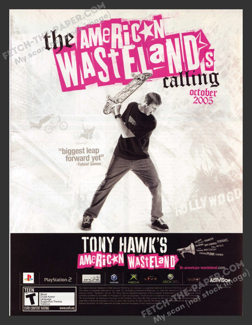 2005 Print Advertisement Tony Hawk: American Wasteland Athlete Video Game Ad.
